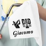Asciugamano sportivo personalizzato super assorbente con silhouette golfista e nome regalo di compleanno per golfisti papà e mamma