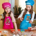 Personalized Cute Penguin Biscuit Initial Adjustable Kid Apron Chef Hat Set with Pocket for Cooking Christmas Gift for Boys Girls