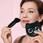 Personalized Cute Big Eyed Cat Name 6 Pcs Makeup Brushes Set with Box and Mirror Wedding Bachelorette Party Travel Birthday Gift for Women Pet Lovers