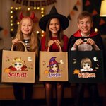 Personalized Halloween Broom Cartoon Character Large Capacity Tote Bag with Name Halloween Party Gift for Kids