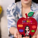 Personalized Cartoon Teacher Apple-Shaped Wooden Ornament with Stand and Text Back to School Teachers' Day Appreciation Gift for Teachers