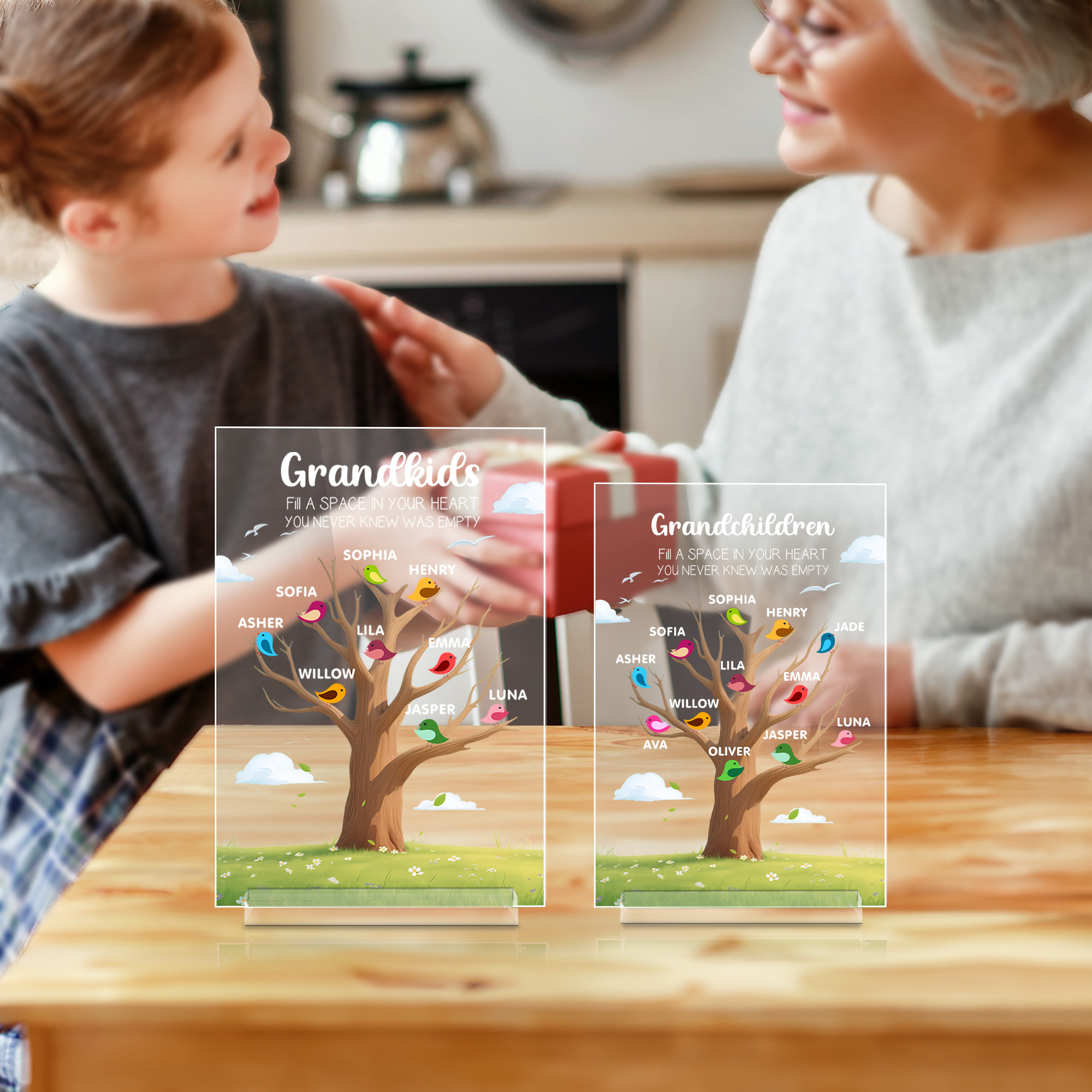 Plaque en acrylique avec 1-12 noms Cadeau d'anniversaire de Thanksgiving pour les grands-parents