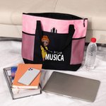 Bolso tote personalizado con nombre personaje de dibujos animados y bolsillo de malla regalo de agradecimiento y la vuelta al cole para profesores