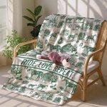 Personalized Western Horse Soft Throw Blanket with Text Home Decor Birthday Anniversary Equestrian Competition Gift for Horse Lover