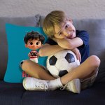 Personalized 3D Soccer Cartoon Character Soft Throw Pillow Cover with Name and Number Home Decor Birthday Gift for Boys Girls