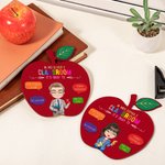 Personalized Cartoon Teacher Apple-Shaped Wooden Ornament with Stand and Text Back to School Teachers' Day Appreciation Gift for Teachers