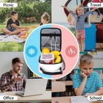 Personalized Cartoon Kid Character Portable Insulated Lunch Bag with Initial Name and Mesh Pocket Back to School Birthday Gift for Boys Girls