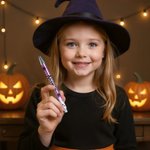 Personalized Spider Web Ghost Glitter Retractable Ballpoint Pen with Name Halloween Holiday Gift for Kids