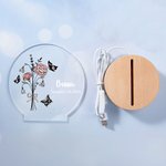 Personlig födelseblomma Akryl LED-nattlampa med träbas och namn Heminredning Födelsedag Mors dag Brudtärna Present till henne