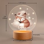 Personalized Moon Stars Cute Sleeping Animals LED Night Light with Name Date and Wooden Base Nursery Decor Birthday Baby Shower Gift for Kid