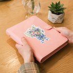 Personlig födelsedag Blomma Blå rosettbukett Vattentät klistermärke med initialer Födelsedag Daglig användning Present för bokälskare