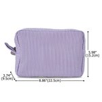 Personalised Cartoon Character Birth Flower Multicolour Stripes Makeup Bag with Name and Zipper Travel Birthday Anniversary Gift for Women