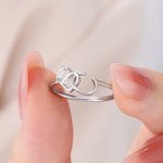 Personalized Dainty Interlocking Initial Ring with Birthstone Female Jewelry Anniversary Birthday Gift for Women