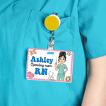 Personalized Nurse Cartoon Characters ID Badge Buddy with Name Title Text Hospital Accessories Appreciation Gift for Women Medical Staff