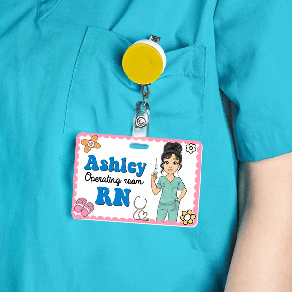 Personalised Nurse Cartoon Characters ID Badge Buddy with Name Title Text Hospital Accessories Appreciation Gift for Women Medical Staff