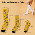 Chausettes de Cheveille Mi-mollet Montantes Personnalisées avec Photo de Visage et Nom Cadeau Anniversaire pour Famille Amis
