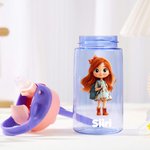 Personoitu sarjakuvahahmo 475 ml vesipullo juomapillillä ja roiskeensuojakannella nimellä pojille ja tytöille syntymäpäivä ja koulunaloituslahja