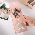 Personalised Floral Butterfly Initial PU Leather Makeup Brush Bag Set with Name and 8 Pcs Makeup Brushes Travel Essentials Birthday Gift for Women