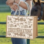 Borsa in iuta personalizzata a tema cavallo vintage con testo Regalo di compleanno e anniversario per appassionati di equitazione Cowgirls