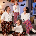 Personalized Pumpkin Paws Checkerboard Face Photo Long Pajama Pants with Drawstring Halloween Christmas Birthday Gift for Kids Women Men Pet Lovers