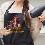 Personalisierte Cartoon Barbier Charakter einstellbare Schürze mit Namen und Tasche Geburtstag Barber Shop Eröffnung Geschenk für Friseure