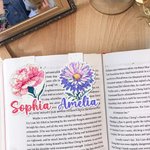 Henkilökohtainen Vedenpitävä Glitter Birth Flower Magneettinen kirjanmerkki Clip nimi Reading Tool Club Syntymäpäivälahja Kirjan ystäville Bookwormsille