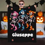 Personalized Gothic Ghost Skeleton Pumpkin Soft Throw Blanket with Name Home Decor Halloween Party Gift for Kid Friend Family