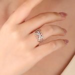 Personalized Dainty Interlocking Initial Ring with Birthstone Female Jewelry Anniversary Birthday Gift for Women