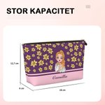 Personlig sminkväska med karaktärsfigur födelseblomma och namn perfekt födelsedags och årsdagspresent för kvinnor