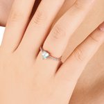 Personalised Heart Birthstone Zircon Sterling Silver Promise Ring with Engraved Text Dainty Jewellery Birthday Mother's Day Wedding Gift for Women Girls