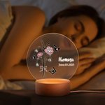 Personlig födelseblomma Akryl LED-nattlampa med träbas och namn Heminredning Födelsedag Mors dag Brudtärna Present till henne