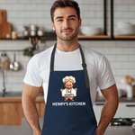 Personalized Cartoon Chef Character Adjustable Apron with Name and Pocket Birthday Restaurant Opening Gift for Men Chefs