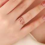 Personalized Dainty Interlocking Initial Ring with Birthstone Female Jewelry Anniversary Birthday Gift for Women