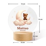 Personalisiertes Mondsichel und Tier Nachtlicht mit Namen Sternen Holzsockel Kinderzimmer Deko Geburtstag Geschenk für Kinder Tierliebhaber