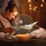 Personlig födelseblomma Akryl LED-nattlampa med träbas och namn Heminredning Födelsedag Mors dag Brudtärna Present till henne