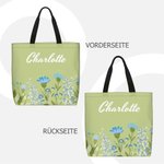 Personalisierte Aquarell Design Tragetasche mit Blumen und Namen Große Kapazität Tote Bag Reisezubehör Geburtstag Geschenk für Damen