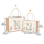 Personalized Watercolor Floral Butterfly Initial Reusable Jute Tote Bag with Name Wedding Bridal Shower Birthday Gift for Brides Bridesmaids Women