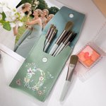 Personalised Floral Butterfly Initial PU Leather Makeup Brush Bag Set with Name and 8 Pcs Makeup Brushes Travel Essentials Birthday Gift for Women
