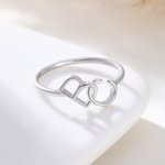 Personalized Dainty Interlocking Initial Ring with Birthstone Female Jewelry Anniversary Birthday Gift for Women