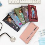 Personalisierte Cartoon Krankenschwester Charakter PU Leder Clutch Wallet mit RFID-Blockierung Credit Card Holder Krankenschwester Anerkennung Geschenk für Frauen medizinisches Personal
