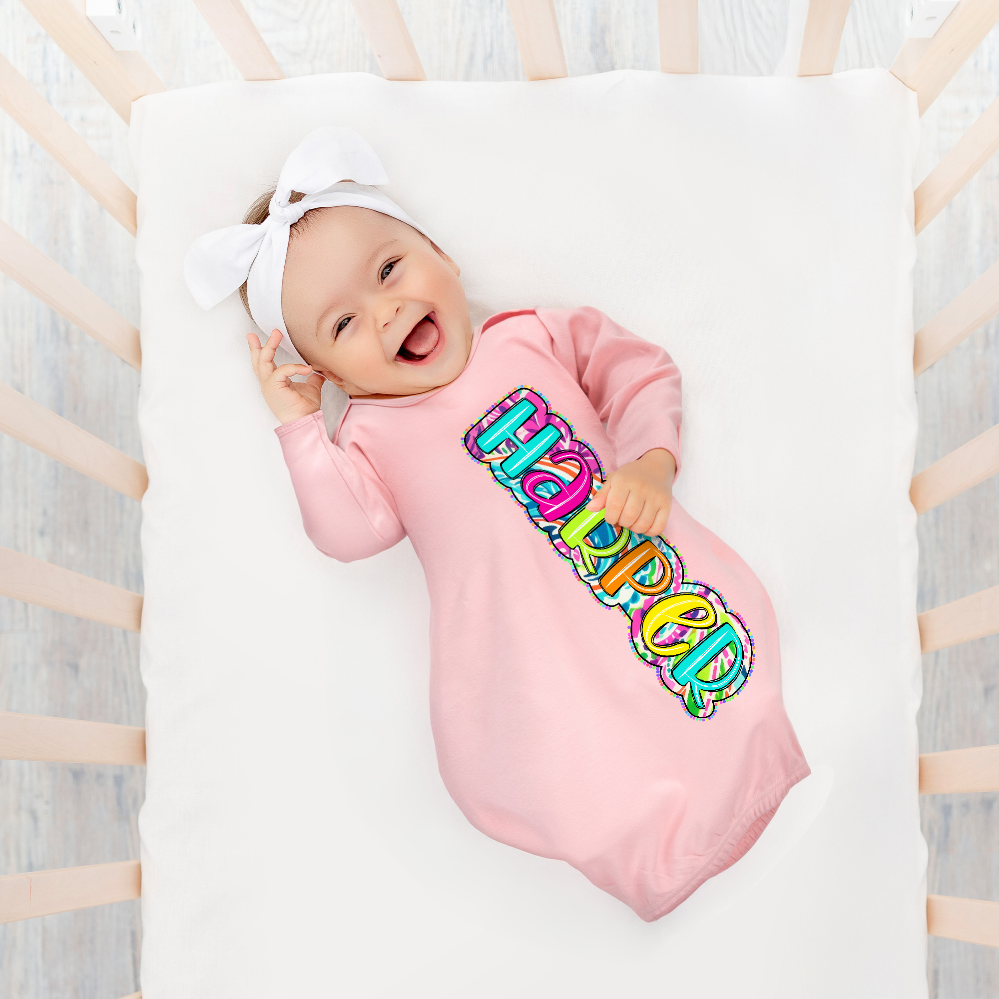 Chemise d'enfant personnalisée avec nom en coton Paisley Doodle Letter Cadeau d'anniversaire de douche de bébé pour nourrisson