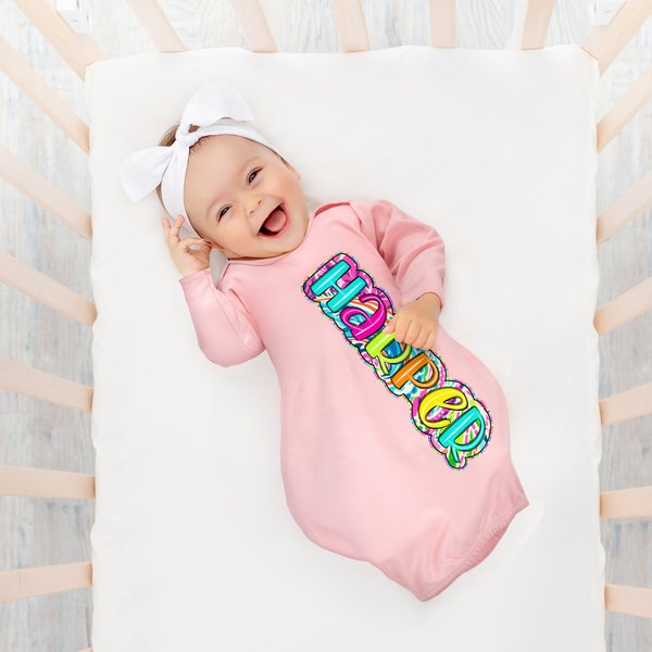 Chemise d'enfant personnalisée avec nom en coton Paisley Doodle Letter Cadeau d'anniversaire de douche de bébé pour nourrisson