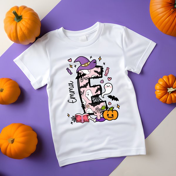 Personalized Ghost Pumpkin Initial 100% Cotton Baby Bodysuit Kid T-shirt with Name Halloween Party Gift for Boys Girls