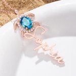 Personalizada Tortuga Birthstone Zircon Collar con Nombre Dainty Joyería Aniversario Cumpleaños Regalo para Mujeres Turtle Lovers