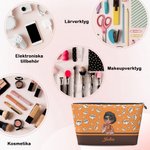 Personlig sminkväska med karaktärsfigur födelseblomma och namn perfekt födelsedags och årsdagspresent för kvinnor