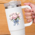 Personlig födelsedag Blomma Blå rosettbukett Vattentät klistermärke med initialer Födelsedag Daglig användning Present för bokälskare