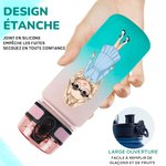 Gourde Sport Personnalisée avec Personnage Dessin Animé Mignon Fleur de Naissance et Nom Cadeau Rentrée pour la Famille