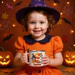Personalized Cartoon Witch Character Pumpkin 12 oz Enamel Cup with Name and Initial Halloween Party Gift for Kids