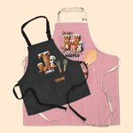 Personalized Christmas Penguin Biscuit Initial Kid Adult Baking Apron with Name and Front Pocket Birthday Christmas Gift for Kids Family