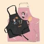 Personalised Birth Flower Cartoon Character Kid Adult Baking Apron with Name and Front Pocket Birthday Gift for Kids Family